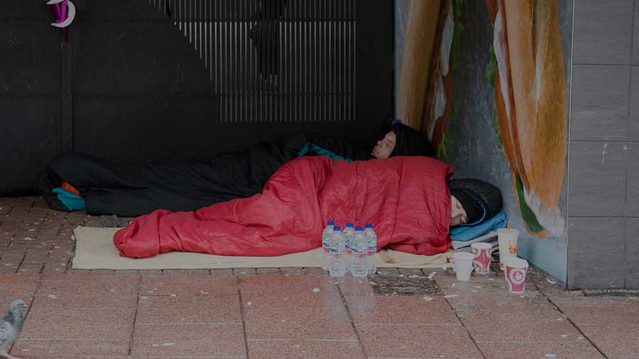 Homeless people rough sleeping