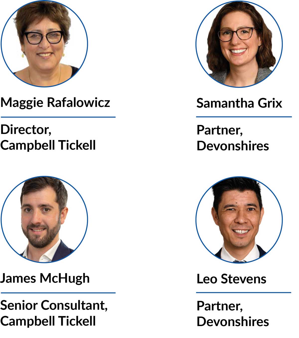 Maggie Rafalowicz, Director, and James McHugh, Senior Consultant, Campbell Tickell; Samantha Grix and Leo Stevens, Partners, Devonshires