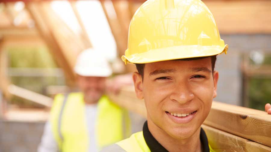 A construction apprentice onsite