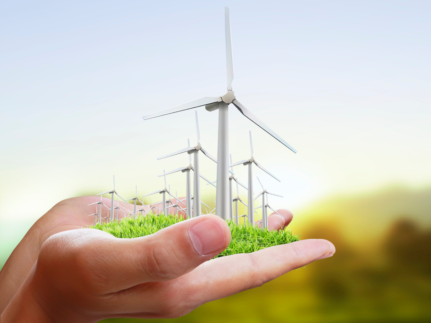 Wind turbine in the hand stock photo 2015, American-Style Windmill, Cable, Electricity, Environmental Conservation